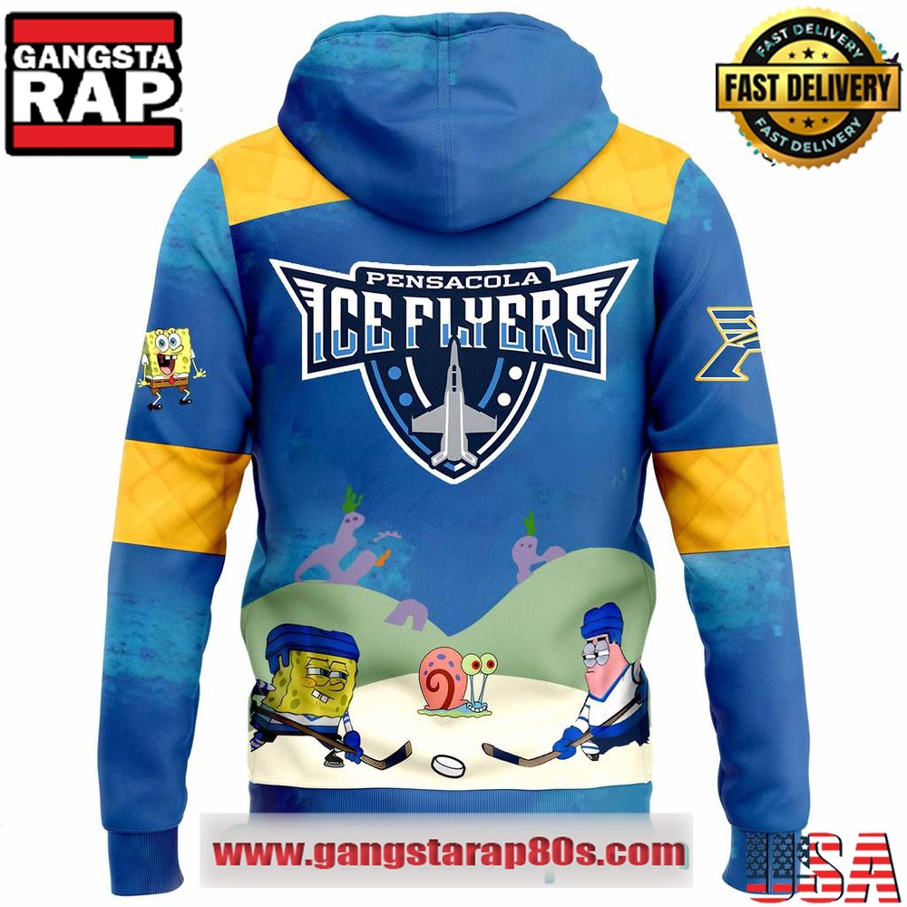 Pensacola Ice Flyers x Spongebob Squarepants Limited Edition Hoodie Shirt