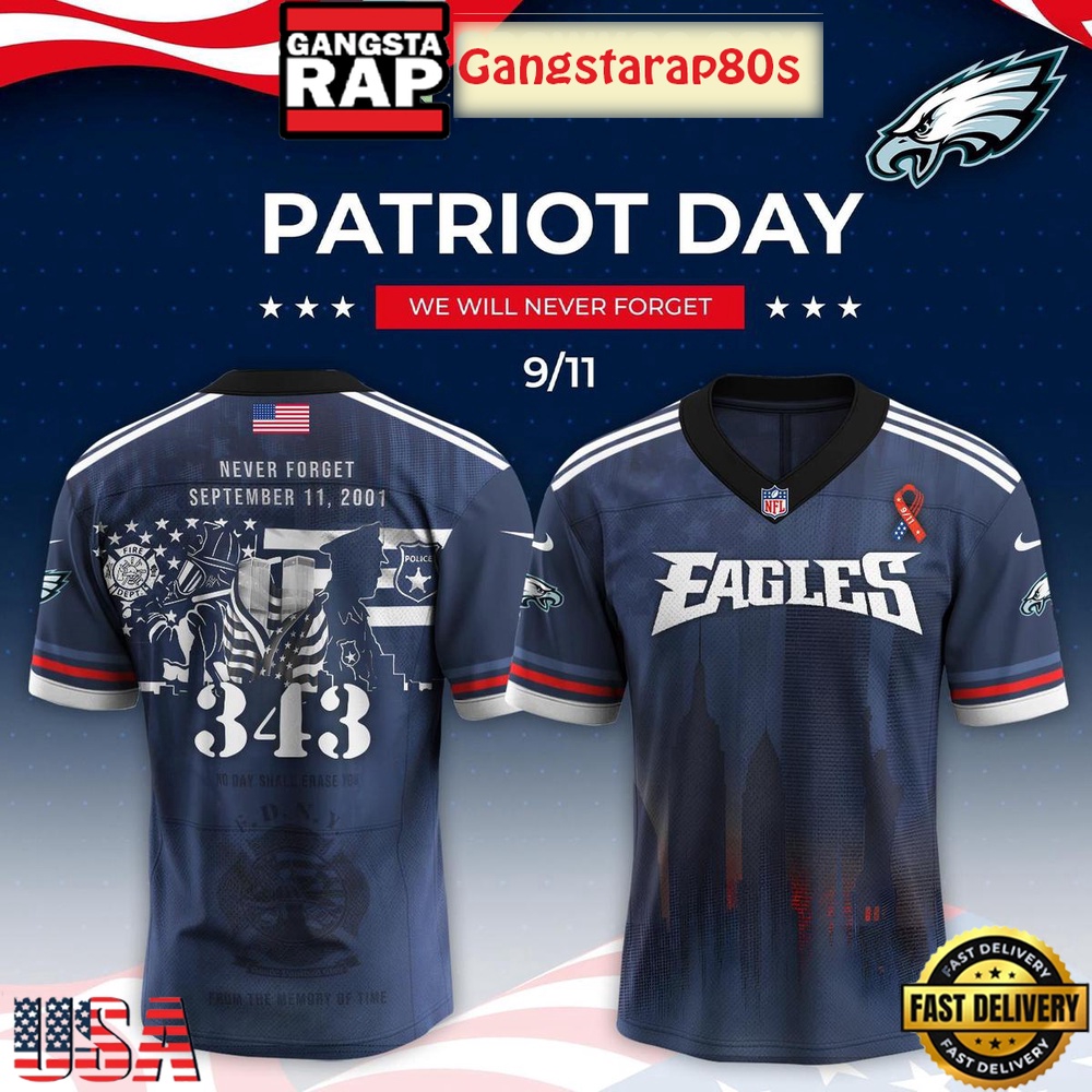 Philadelphia Eagles x Never Forget 9_11 Tribute Football Special Baseball Jersey