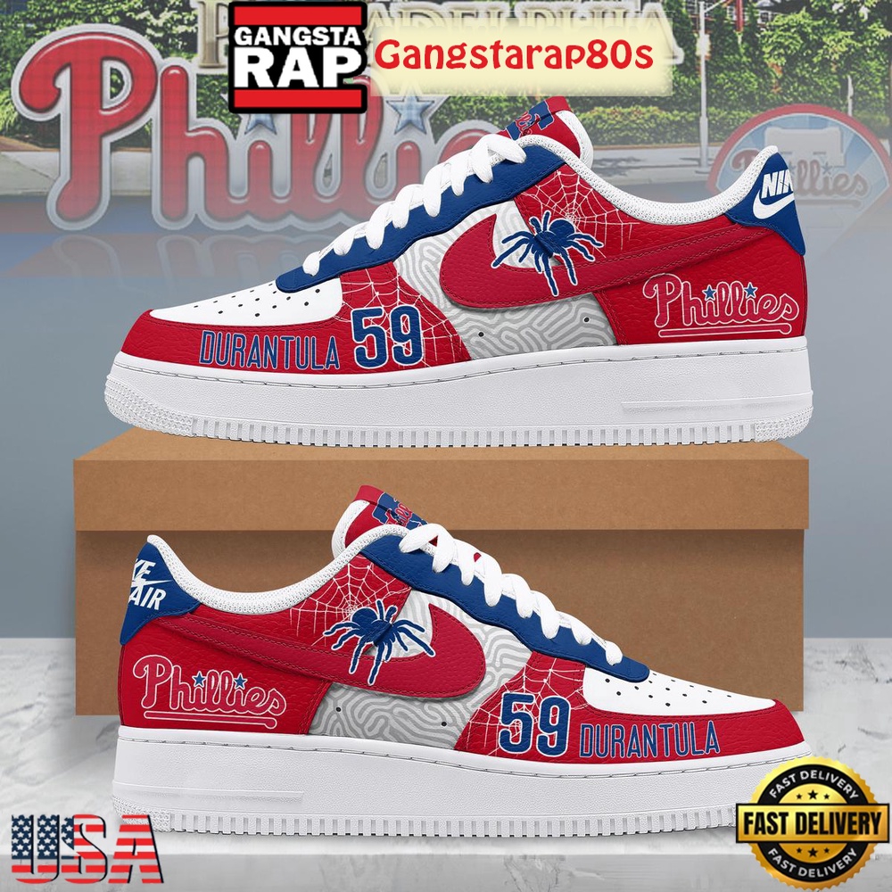 Philadelphia Phillies Durantula Limited Edition Air Force 1 Sneakers Shoes Philadelphia Phillies Durantula Limited Edition Air Force 1 Sneakers Shoes