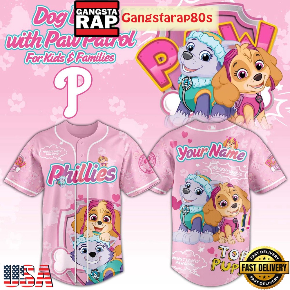 Philadelphia Phillies x Dog Day With Paw Patrol For Kid And Families 2025 Baseball Jersey