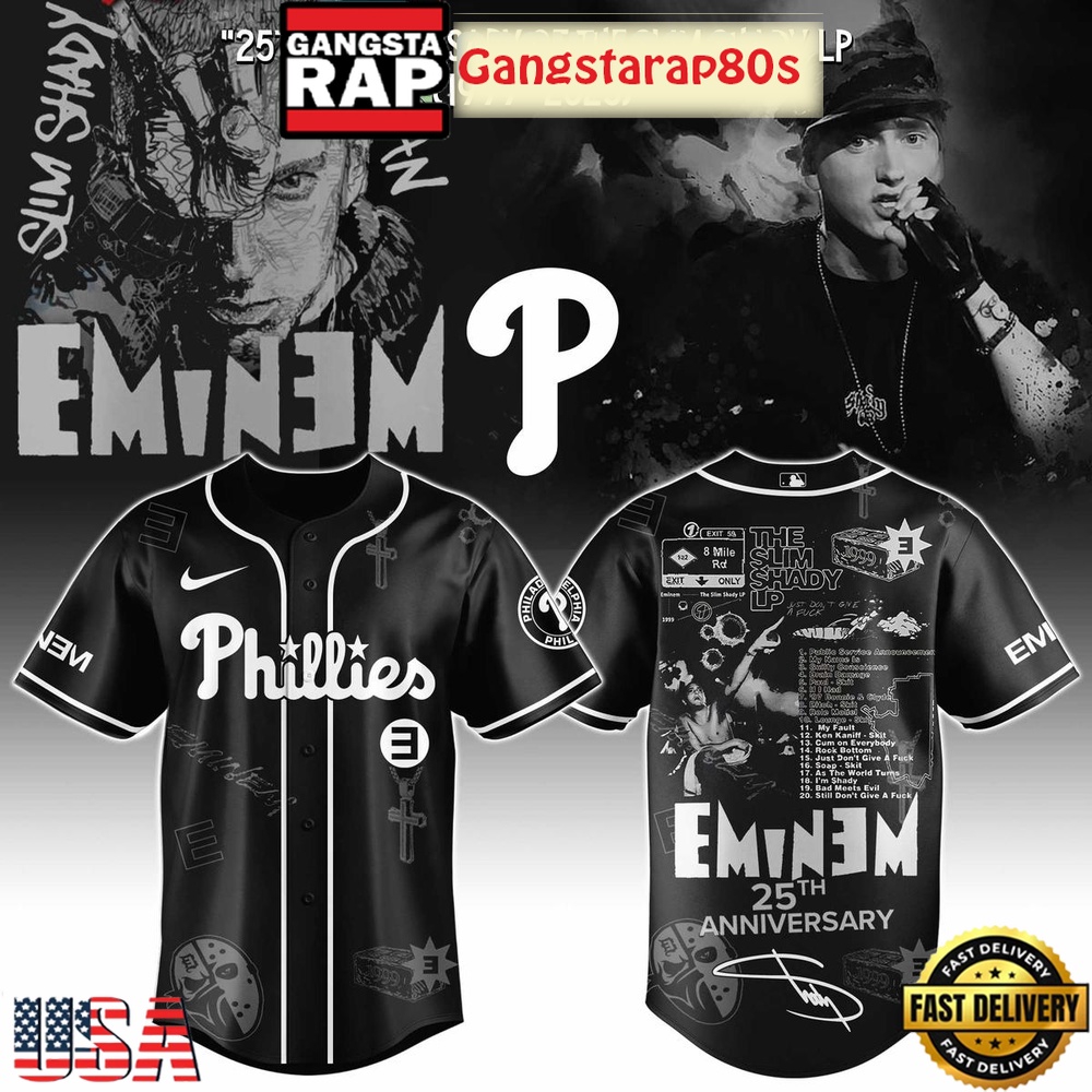 Philadelphia Phillies x Eminem 25th Anniversary Of The Slim Shady LP 2025 Baseball Jersey