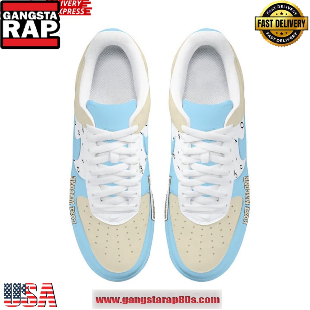 Post Malone Style Limited Edition Air Force 1 Sneakers Shoes