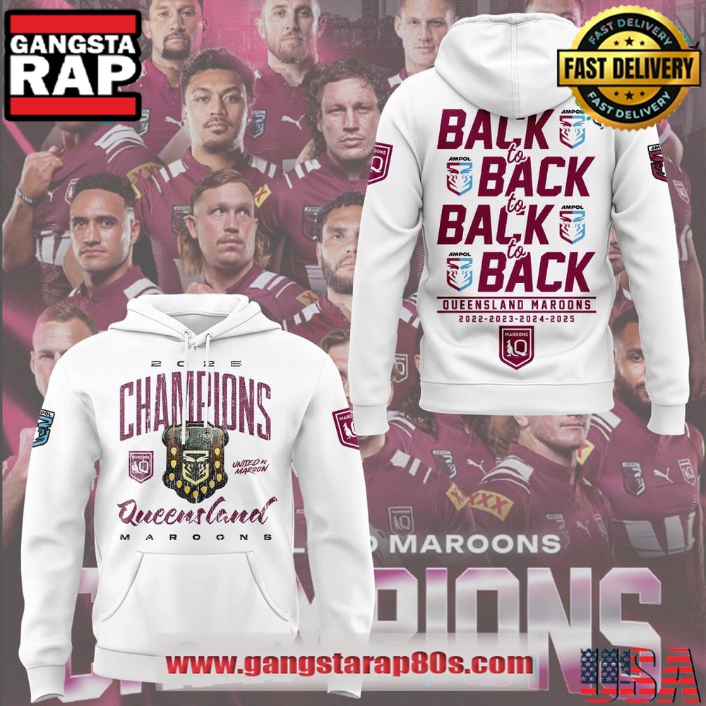 Queensland Maroons Back-to-Back Champions 2025 Hoodie Shirt