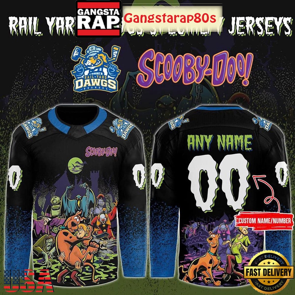 Roanoke Rail Yard Dawgs x Scooby Doo Night 2025 Custom Hockey Jersey