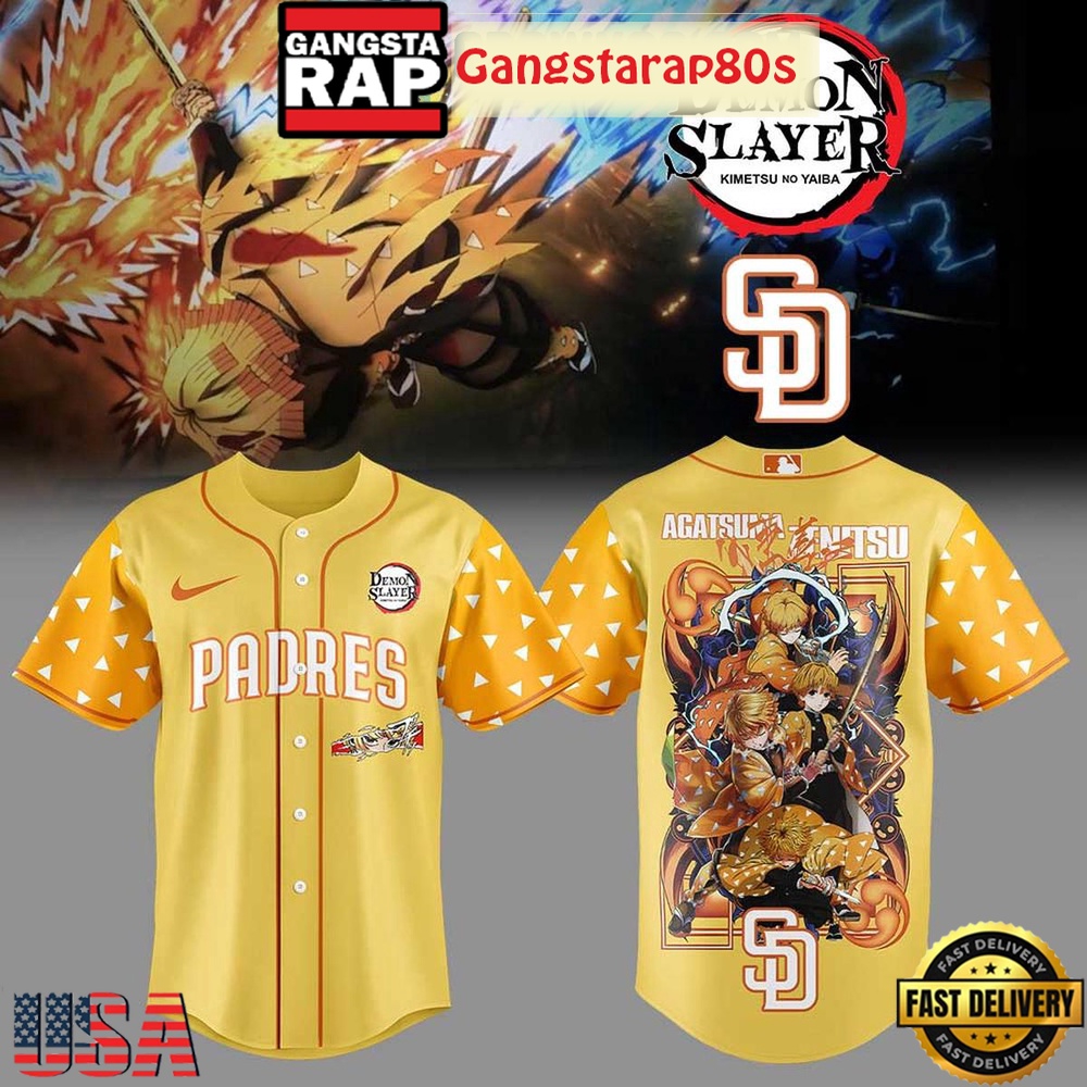 San Diego Padres x Agatsuma Zenitsu Demon Slayer Infinity Catsle 2025 Special Baseball Jersey