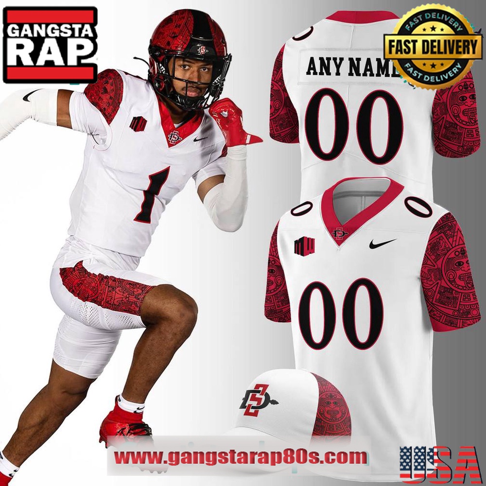 San Diego State Special Edition New Custom White Football Jersey San Diego State Special Edition New Custom White Football Jersey