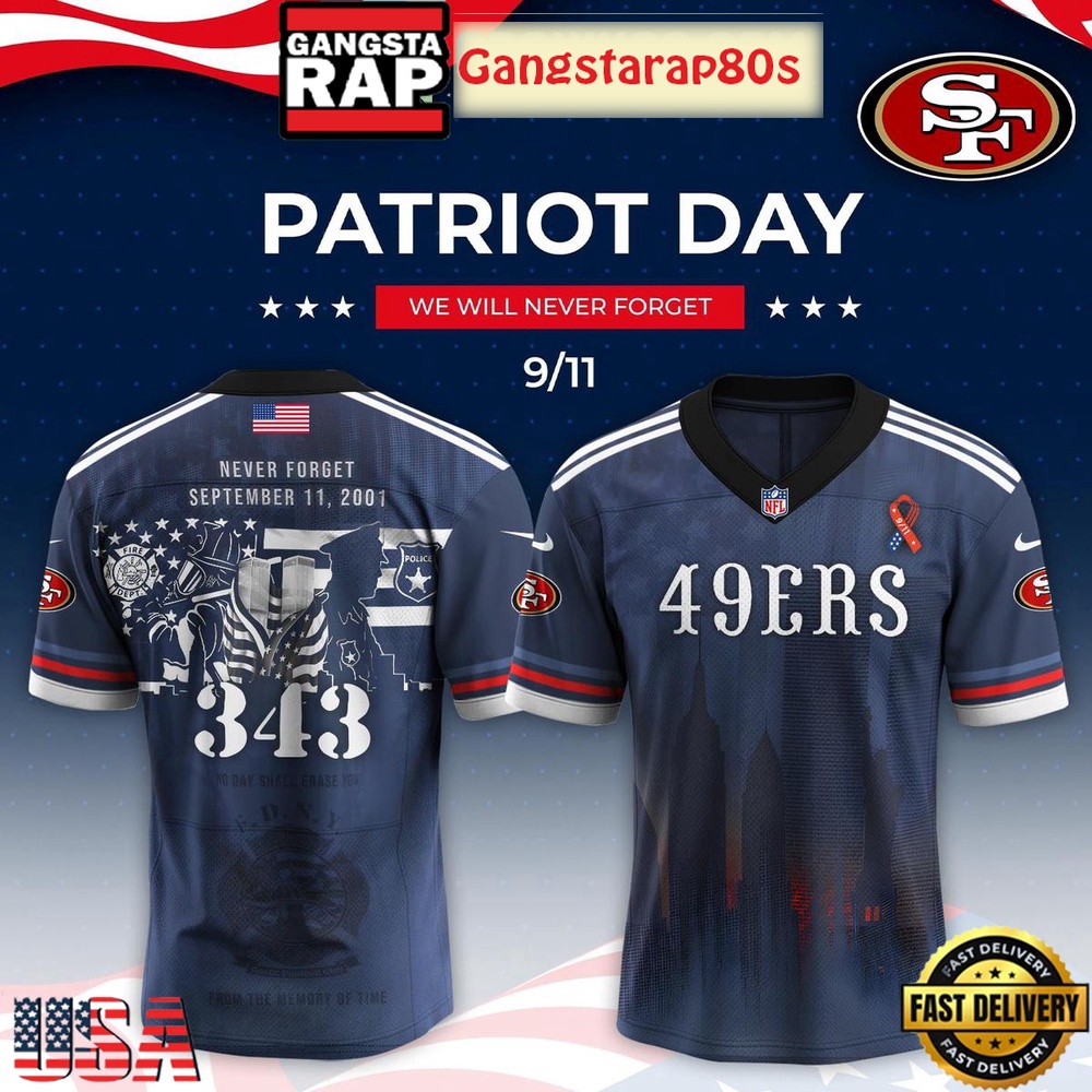 San Francisco 49ers x Never Forget 9_11 Tribute Football Special Baseball Jersey