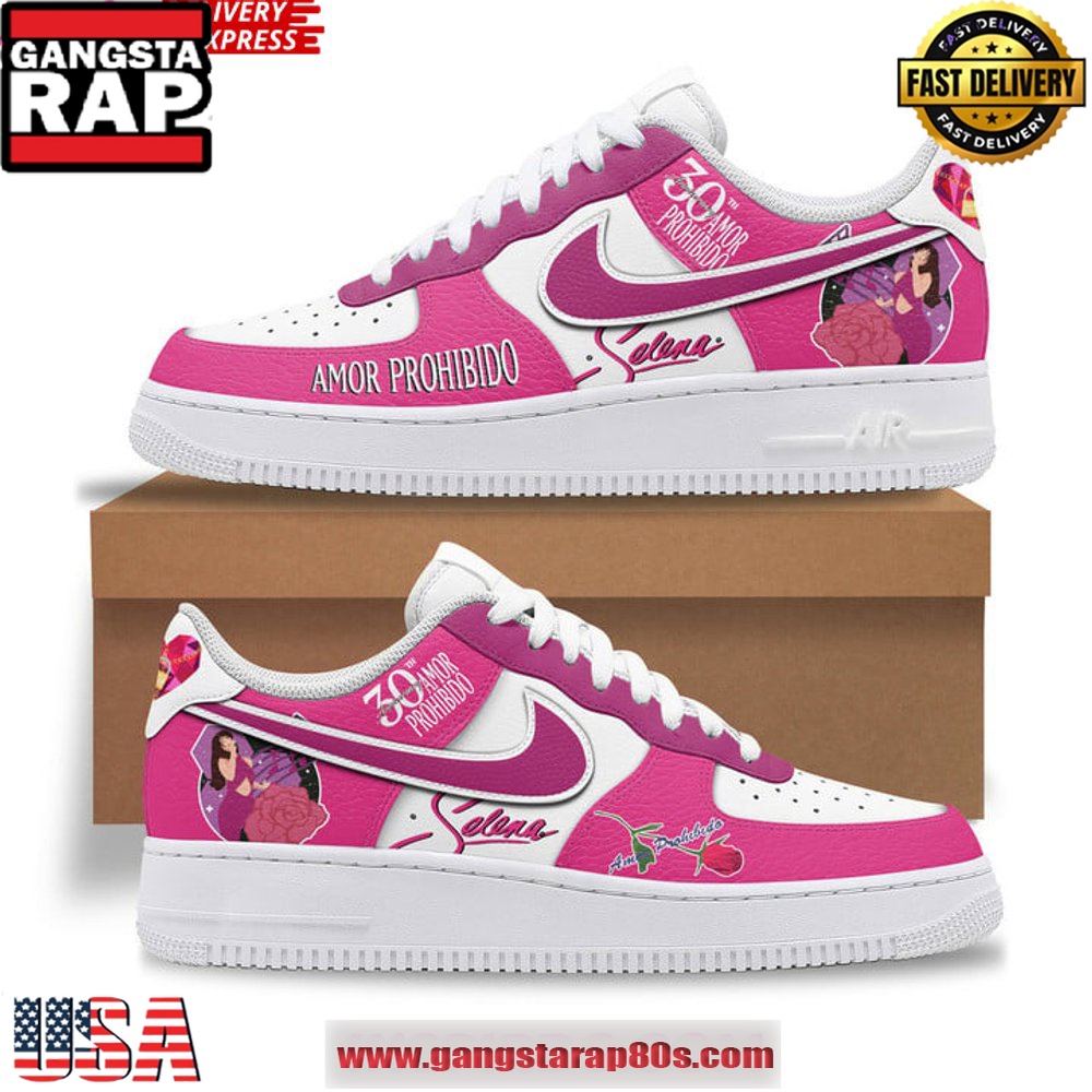 Selena 30th Anniversary Amor Prohibido Air Force 1 Sneakers Shoes Selena 30th Anniversary Amor Prohibido Air Force 1 Sneakers Shoes