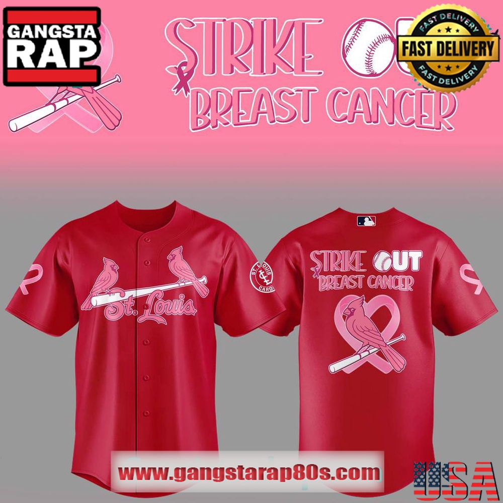 St. Louis Cardinals Strike Out Cancer Special Baseball Jersey Shirt