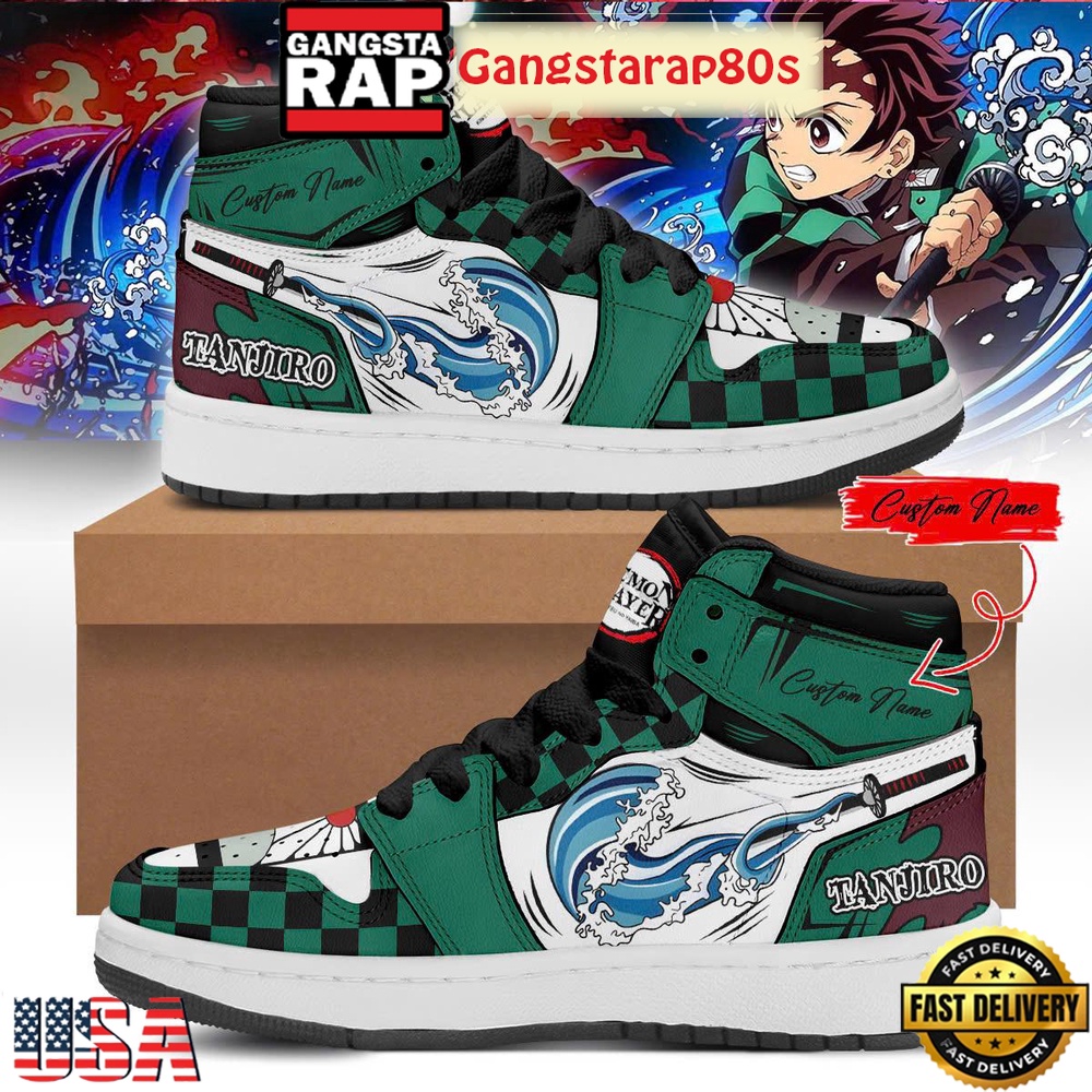 Tanjiro Kamado Demon Slayer Air Jordan 1 Shoes Running Sneakers Tanjiro Kamado Demon Slayer Air Jordan 1 Shoes Running Sneakers