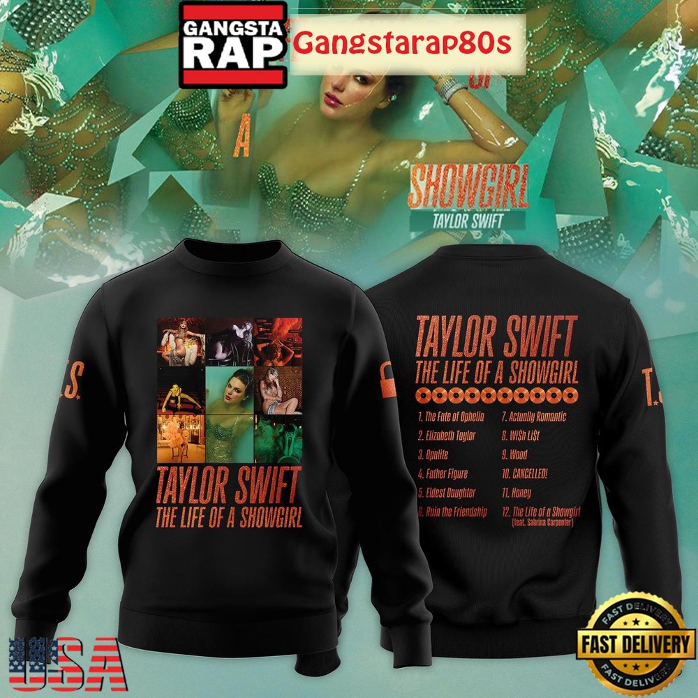 Taylor Swift New Album 2025 The Life Of A Showgirl Black Unisex Hoodie