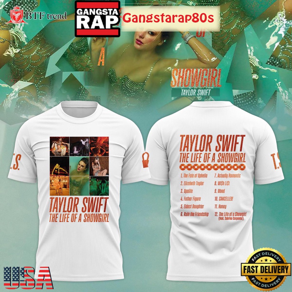 Taylor Swift New Album 2025 The Life Of A Showgirl White Unisex Hoodie