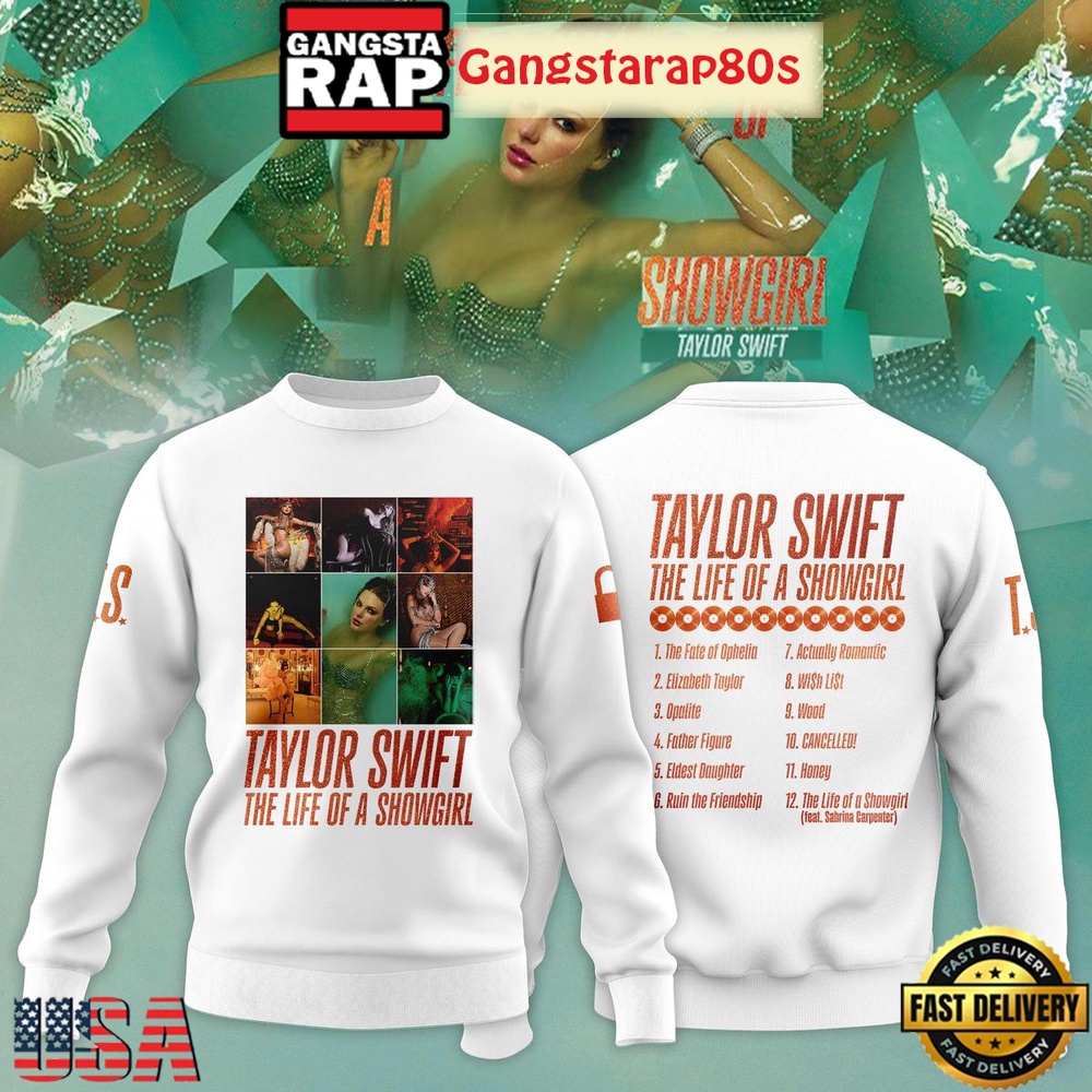 Taylor Swift New Album 2025 The Life Of A Showgirl White Unisex Hoodie Taylor Swift New Album 2025 The Life Of A Showgirl White Unisex Hoodie