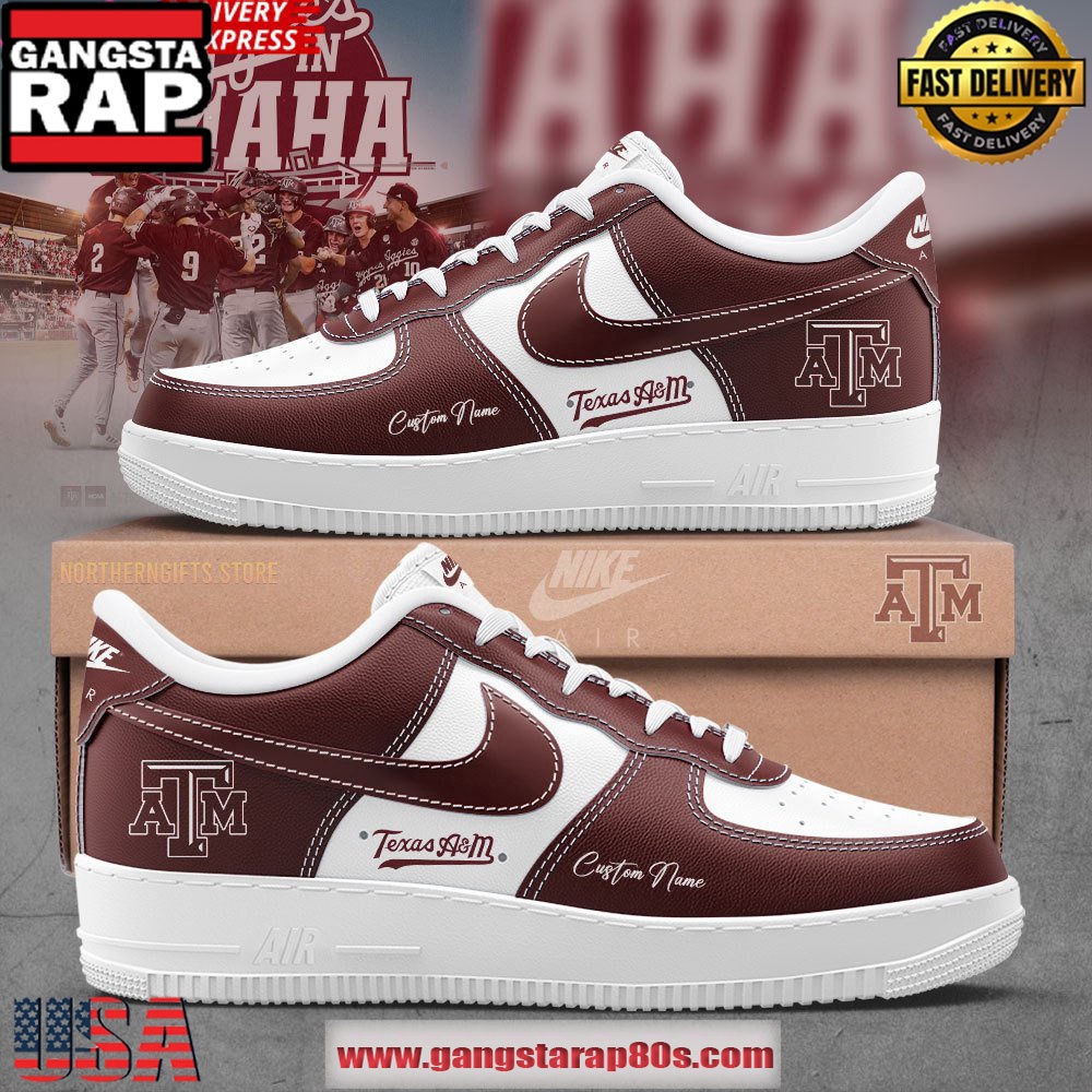 Texas A&M Baseball Limited Edition Custom Air Force 1 Sneakers Shoes Texas A&M Baseball Limited Edition Custom Air Force 1 Sneakers Shoes