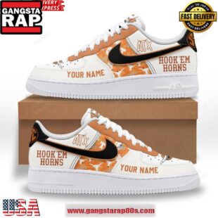Texas Longhorns Hook 'Em Horns Custom Air Force 1 Sneakers Shoes