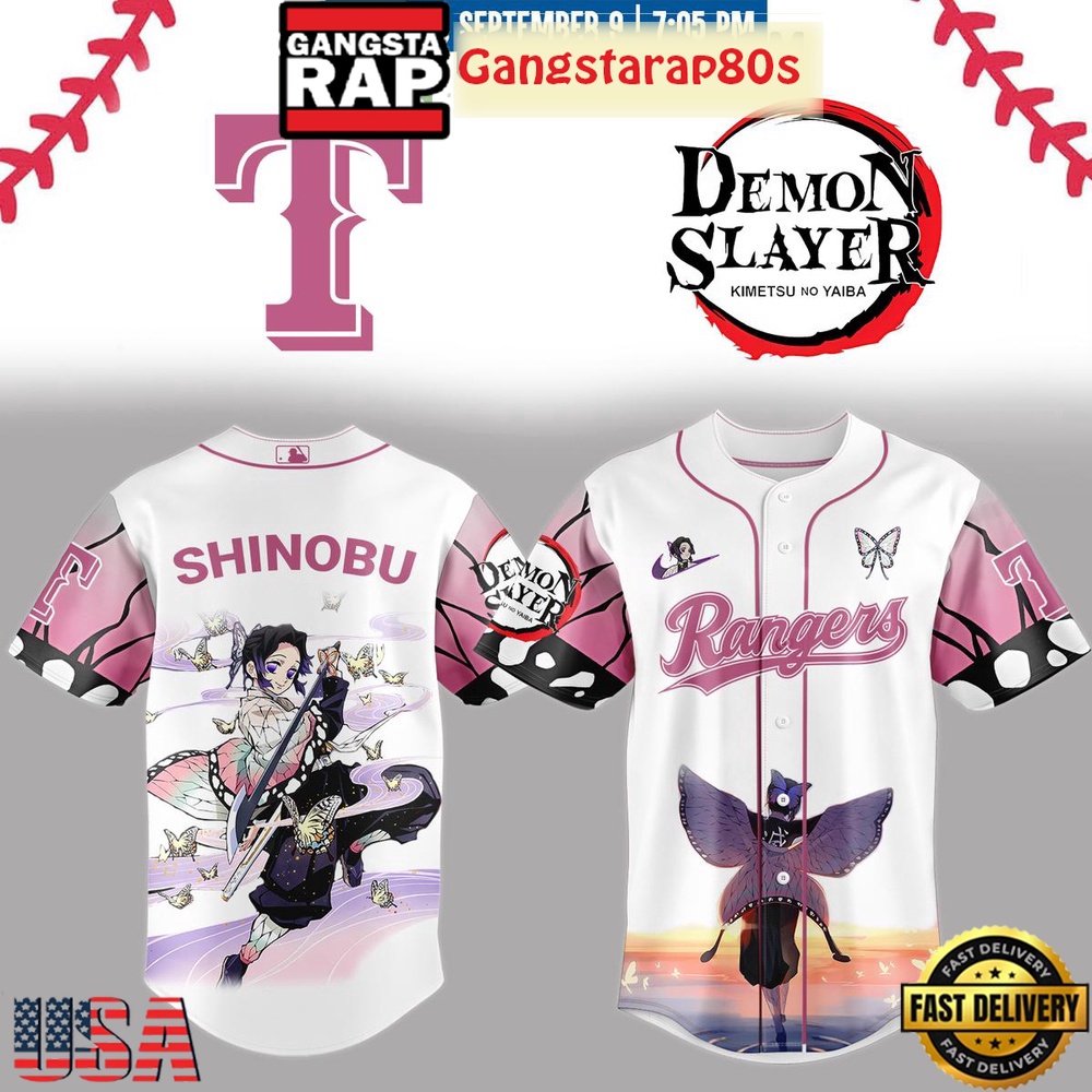 Texas Rangers Shinobu Demon Slayer 2025 Limited Edition Baseball Jersey