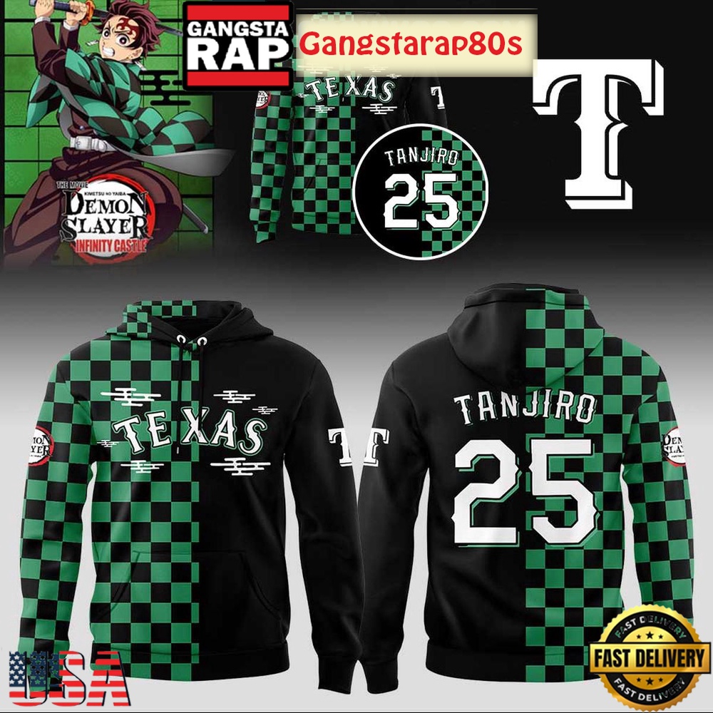 Texas Rangers x Demon Slayer Tanjiro Unisex Hoodie