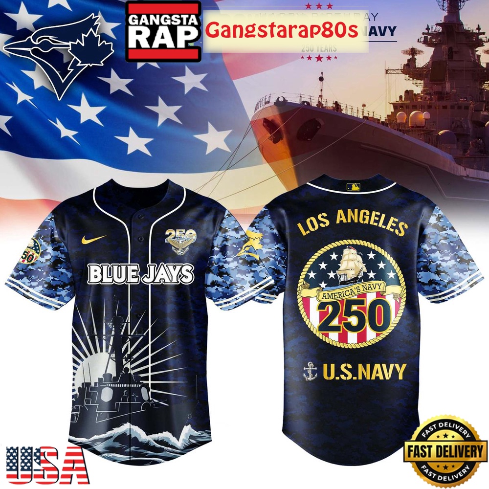 Toronto Blue Jays Celebration Happy Birthday US Navy 250 Years 2025 Special Baseball Jersey Toronto Blue Jays Celebration Happy Birthday US Navy 250 Years 2025 Special Baseball Jersey