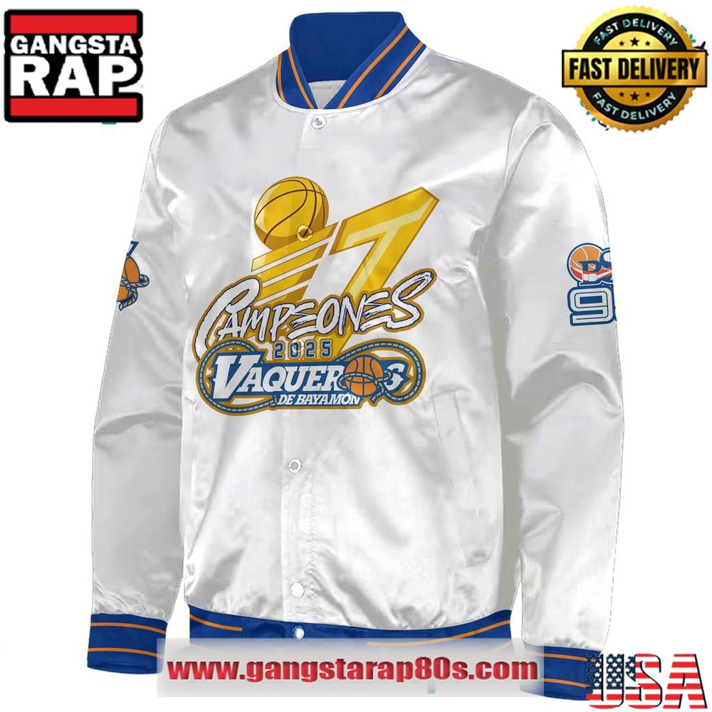 Vaqueros de Bayamon 17 Campeones BSN White Baseball Jacket