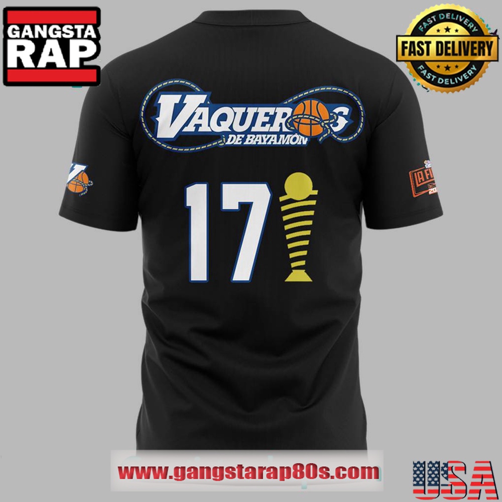 Vaqueros de Bayamon Champions Baloncesto Superior Nacional 2025 Black T Shirt Vaqueros de Bayamon Champions Baloncesto Superior Nacional 2025 Black T Shirt