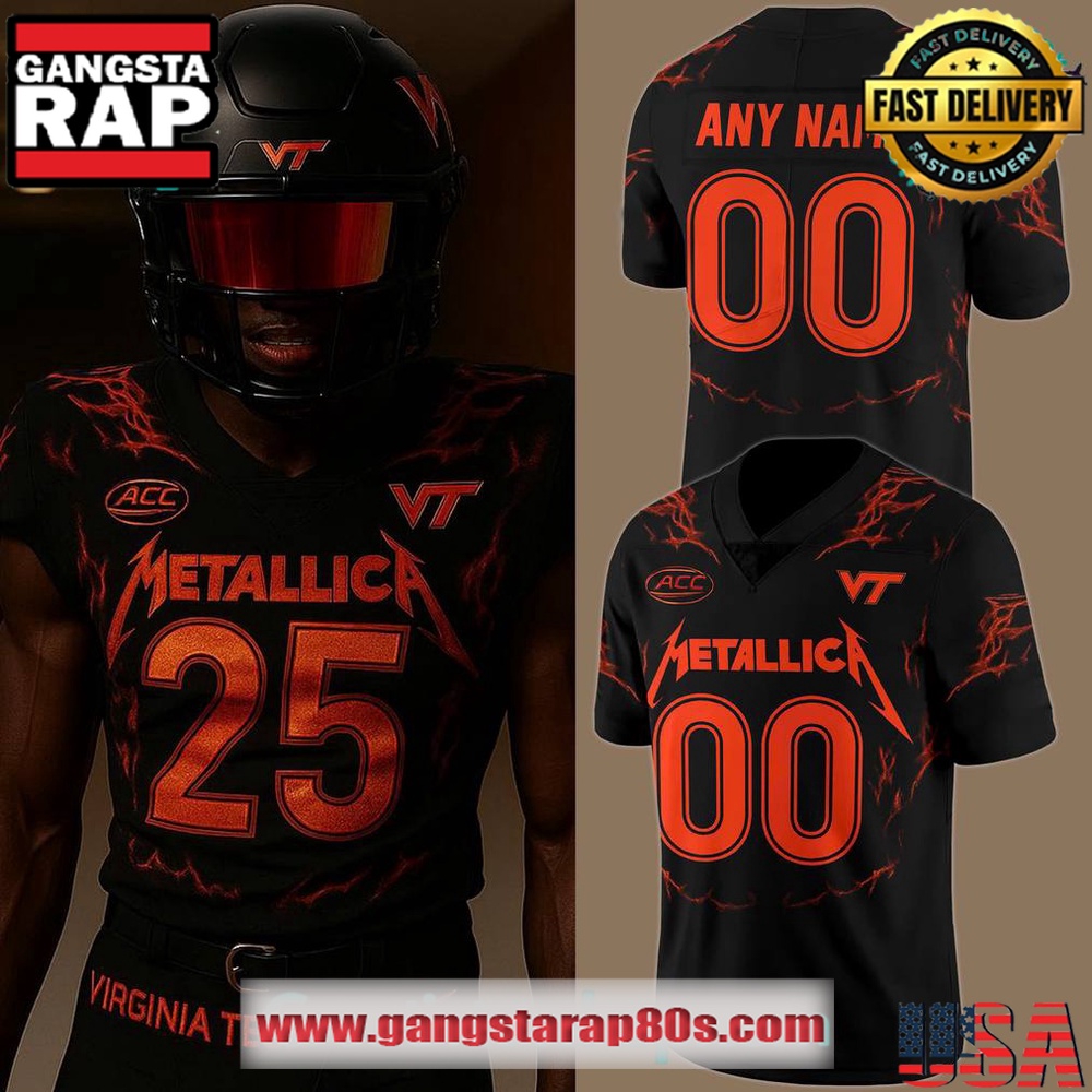 Virginia Tech Football x Metallica 2025 Custom Football Jersey