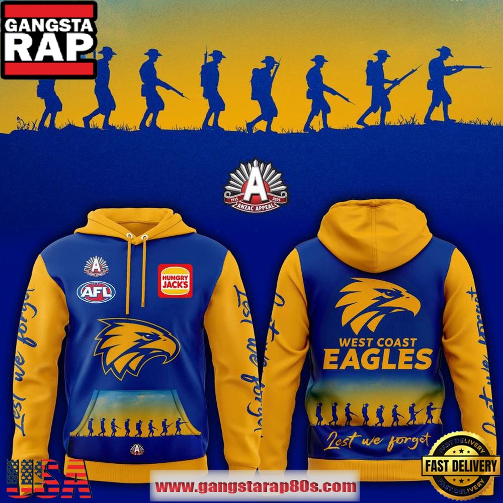 West Coast Eagles ANZAC Day 2025 Special Hoodie Shirt