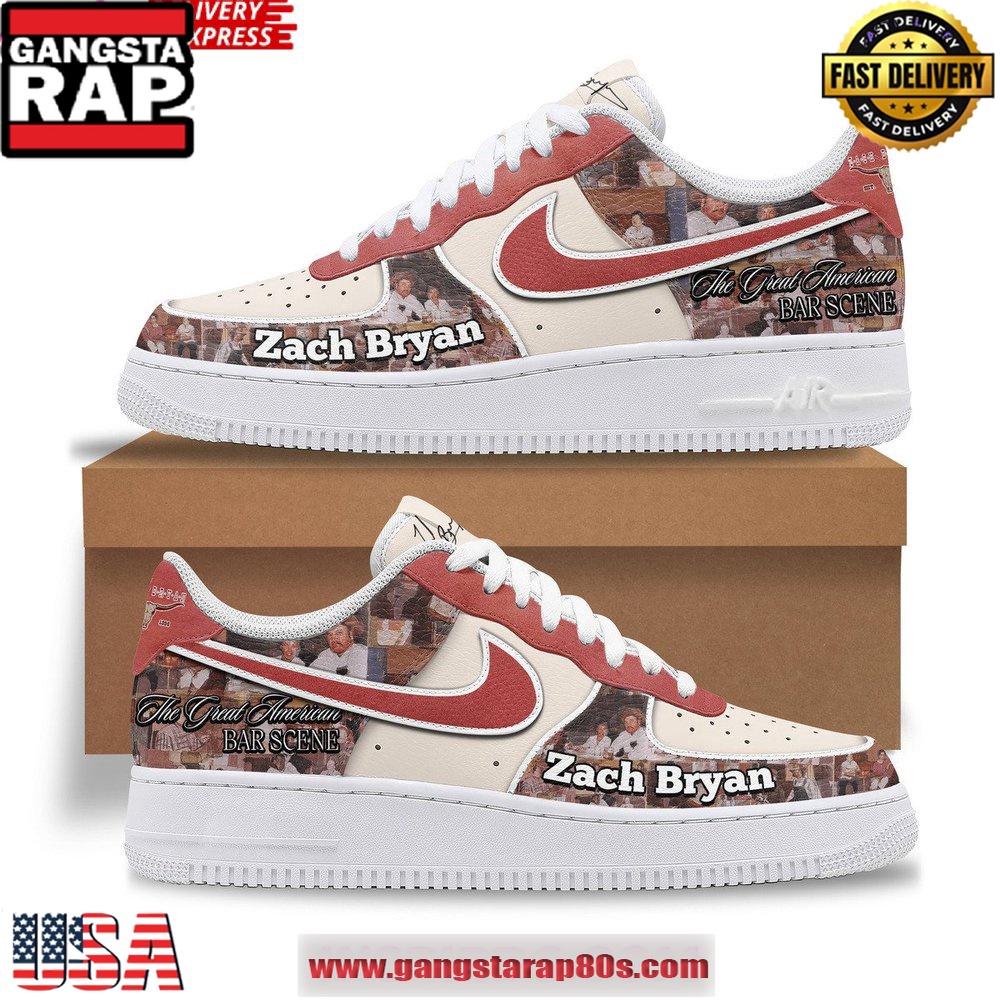 Zach Bryan Great American Bar Scene Air Force 1 Sneakers Shoes
