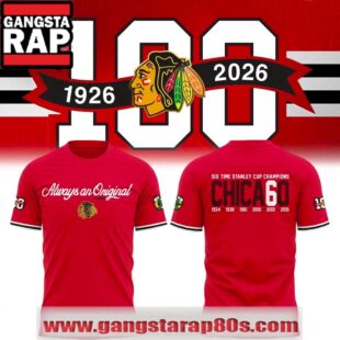 100th Anniversary Chicago Blackhawks Limited Edition Red T Shirt