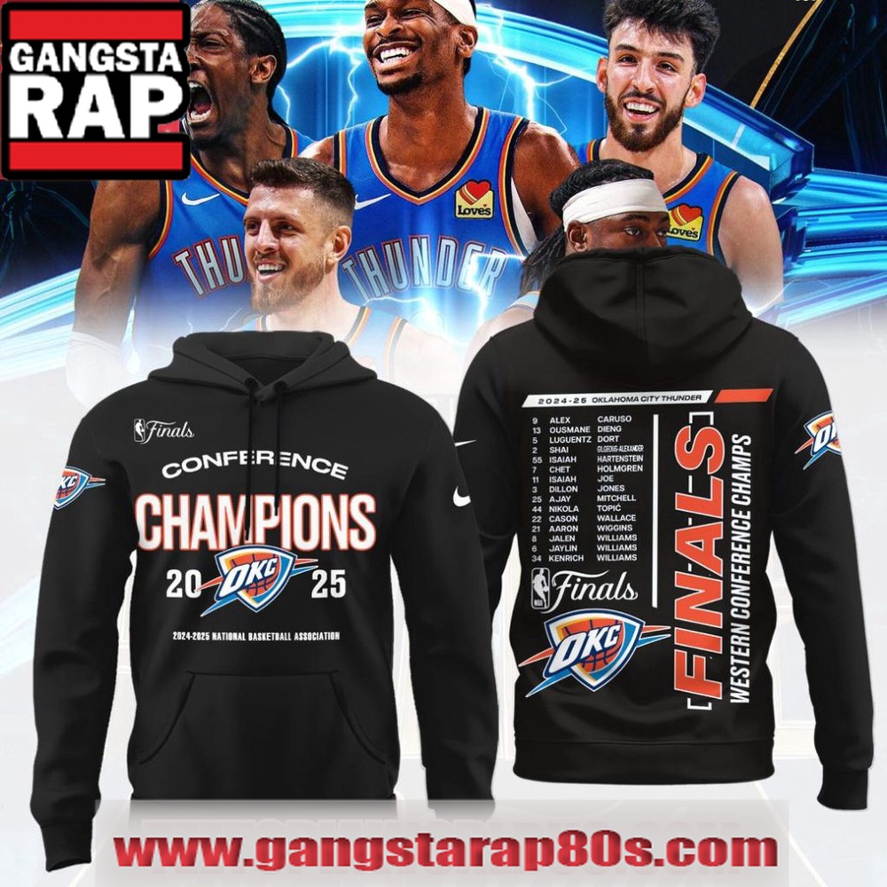 2024-25 Oklahoma City Thunder Finals Western Conference Champs Black Unisex 3D Hoodie