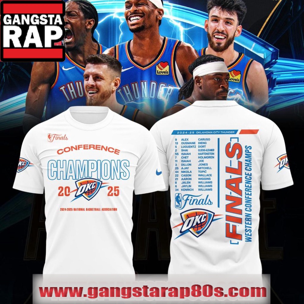 2024-25 Oklahoma City Thunder Finals Western Conference White 3D Shirt