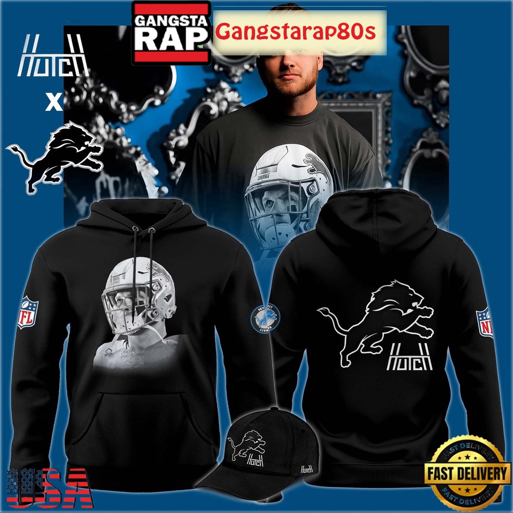 Aidan Hutchinson Charcoal House of Hutch x Detroit Lions Game Face All Over Print Hoodie