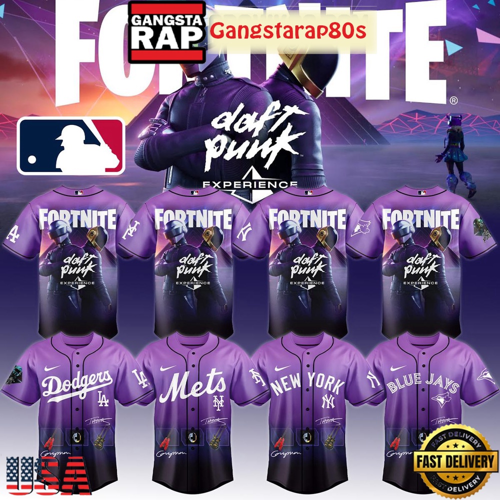 All Team MLB x Fortnite Daft Punk Experience Baseball Jersey Shirt