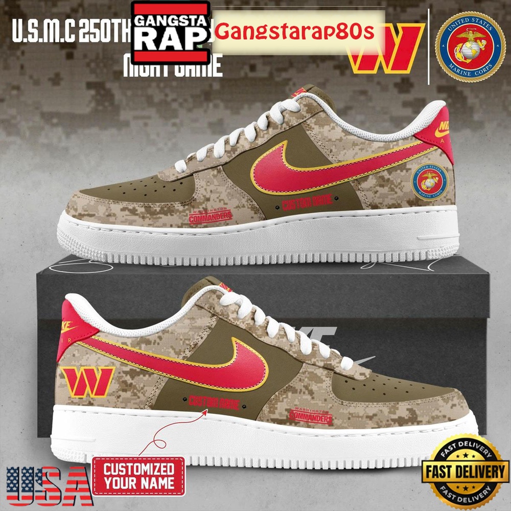 All Team NFL Celebration US Marine Corps 250th Birthday Night Game Custom Name Air Force 1 Sneakers Shoes All Team NFL Celebration US Marine Corps 250th Birthday Night Game Custom Name Air Force 1 Sneakers Shoes