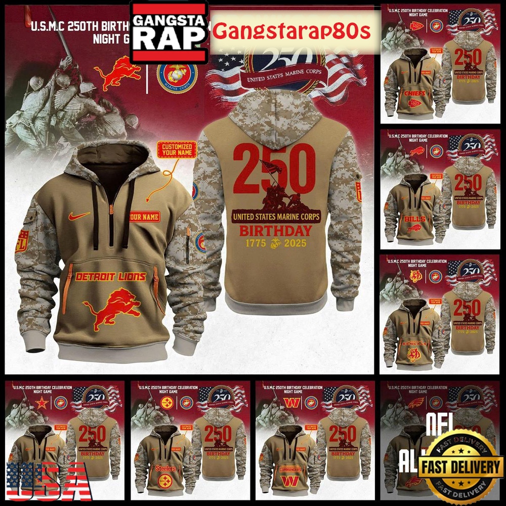 All Team NFL x USMC 250th Anniversary Unisex 3D Hoodie