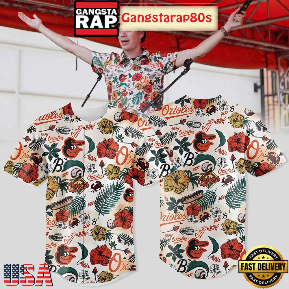 Baltimore Orioles Tropical Flower New Design Baseball Jersey