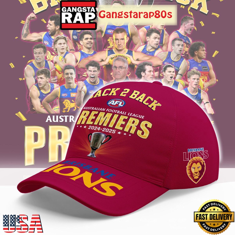 Brisbane Lions Back 2 Back Premiers 2025 Cap Hats
