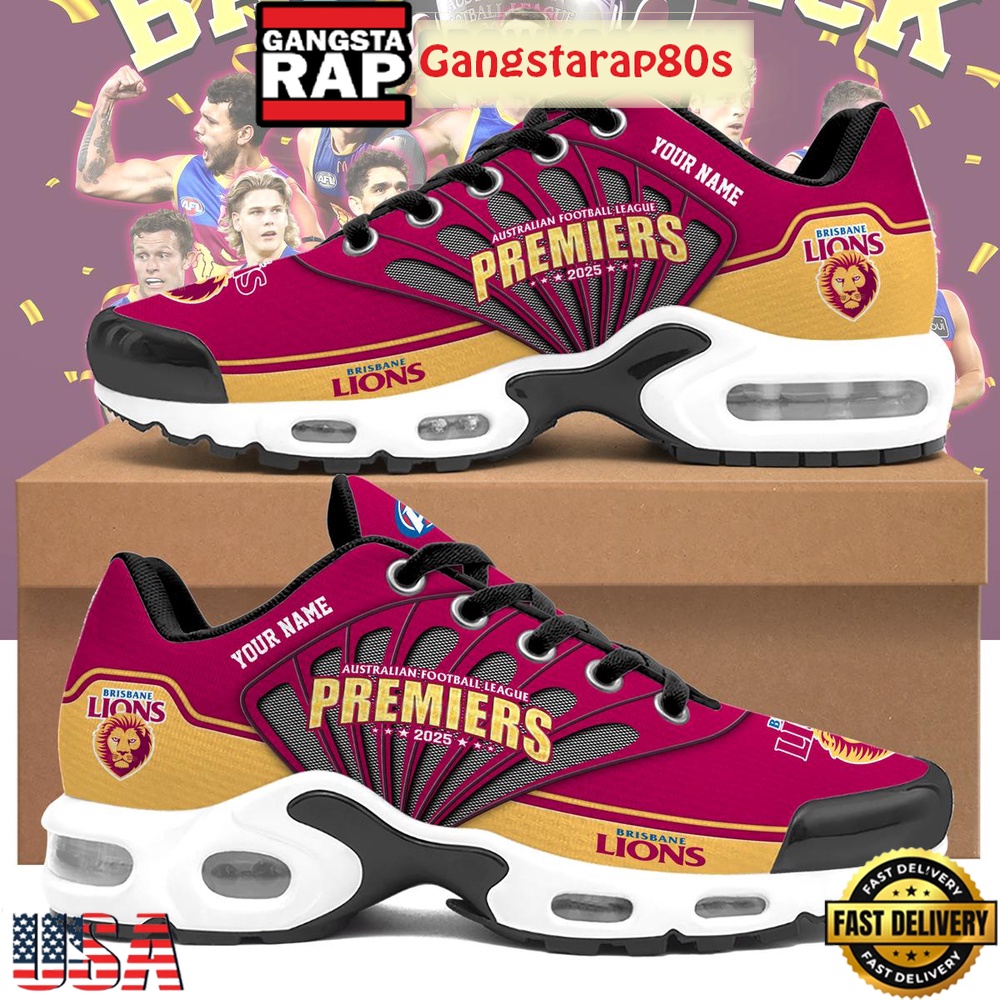 Brisbane Lions Back 2 Back Premiers 2025 Custom Air Max Plus Shoes Running Sneakers