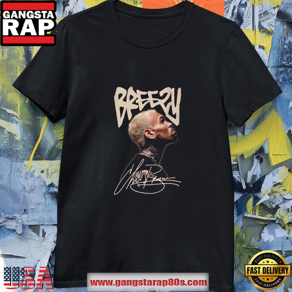 Chris Brown Breezy Signature Portrait Black T Shirt