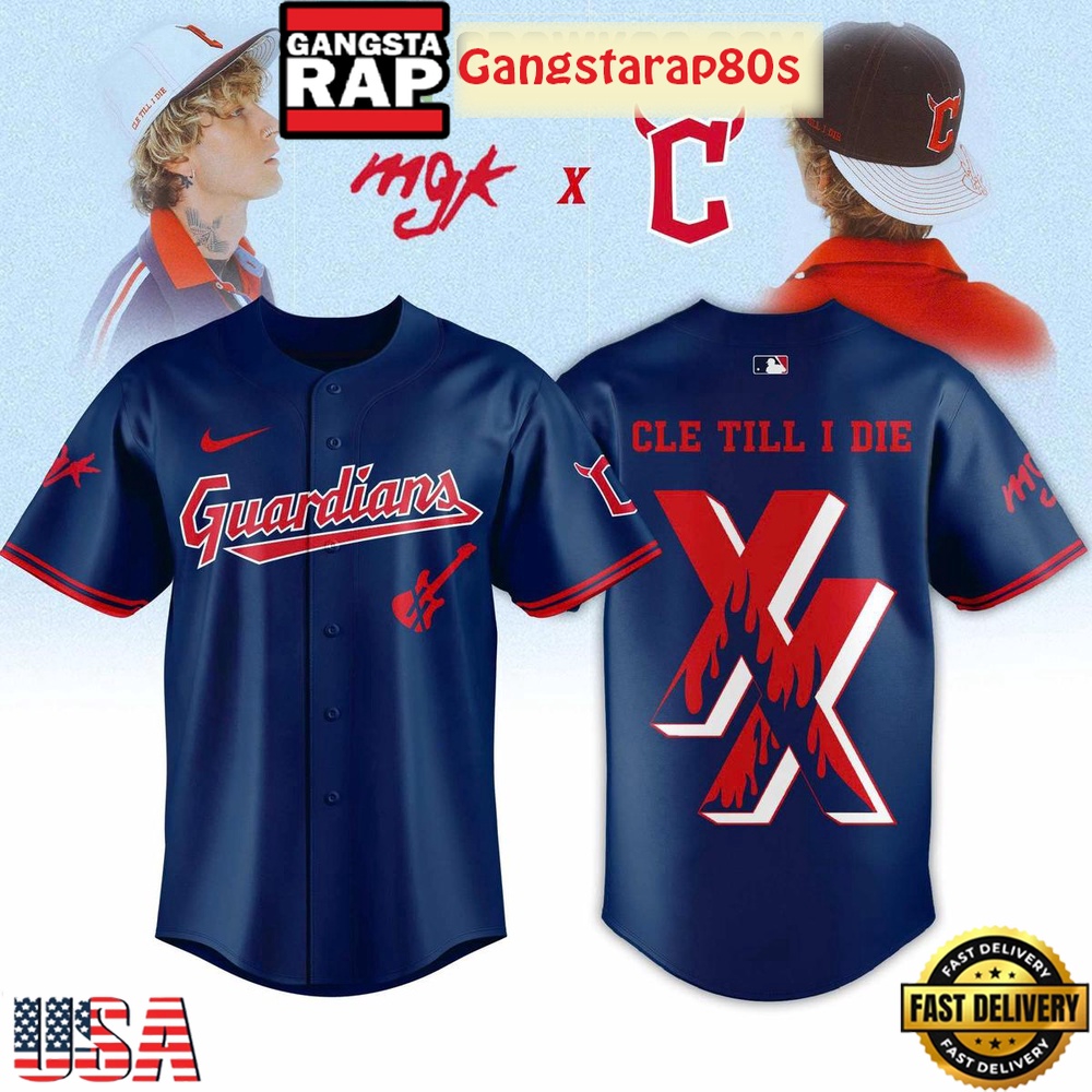 Cleveland Guardians x Machine Gun Kelly Cle Till I Die Navy Baseball Jersey