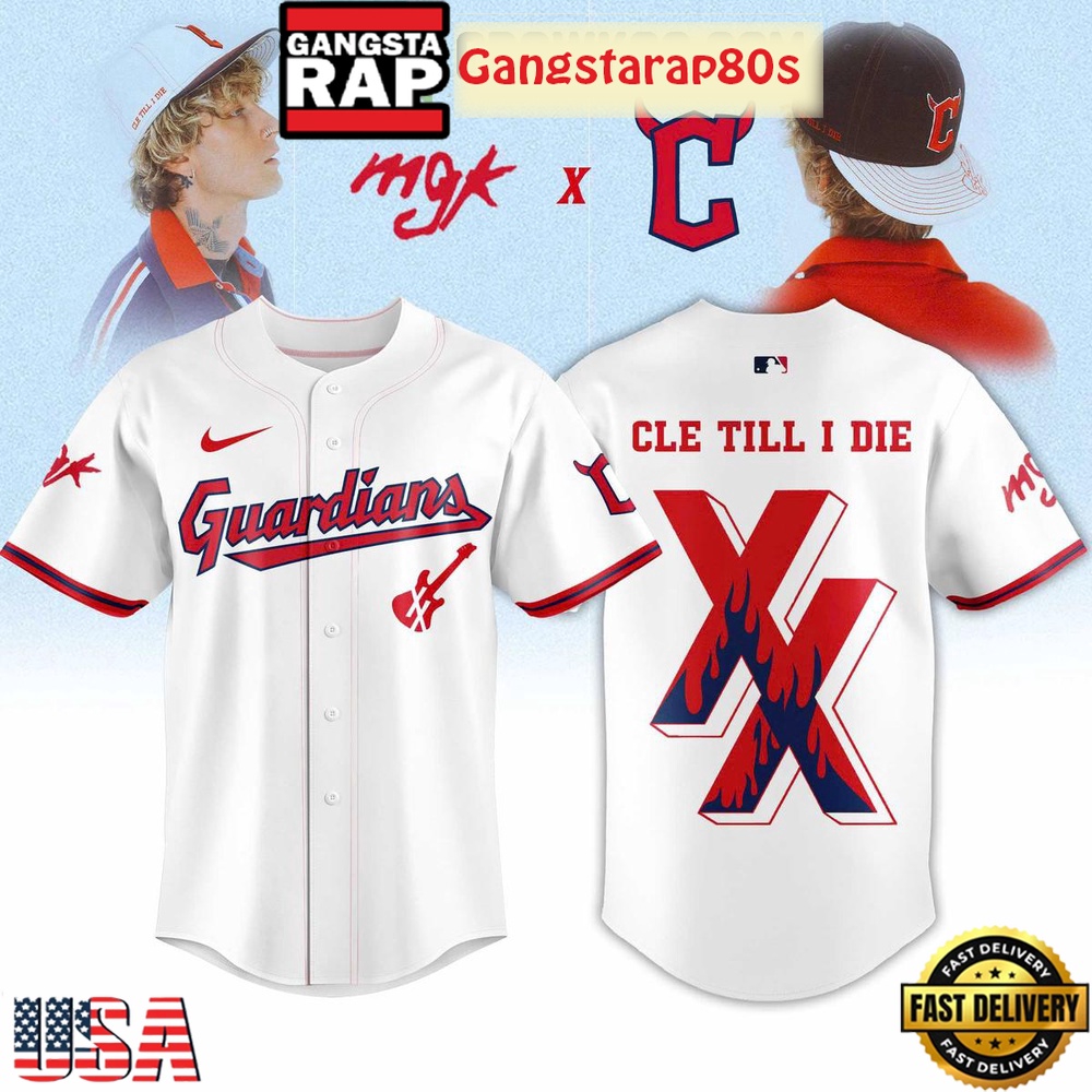 Cleveland Guardians x Machine Gun Kelly Cle Till I Die White Baseball Jersey