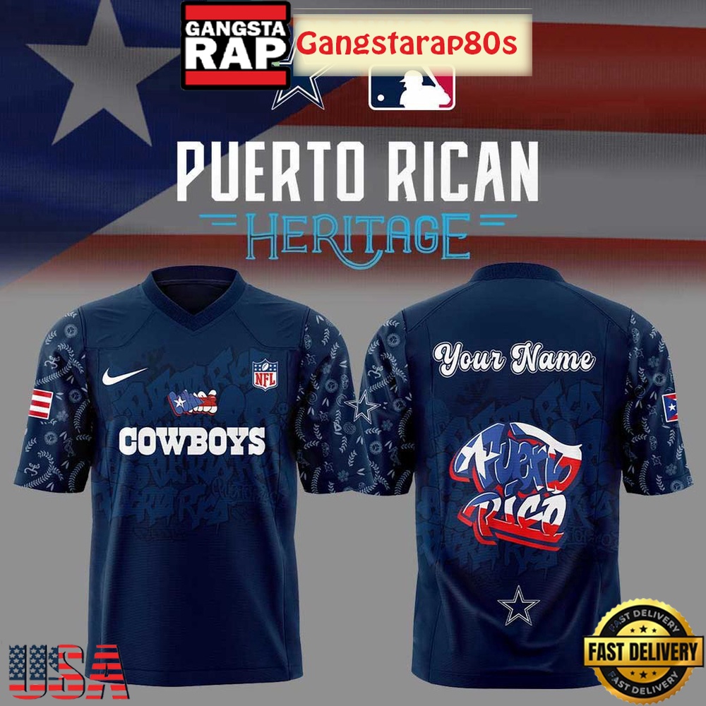 Dallas Cowboys Puerto Rican Heritage Custom Name Football Jersey