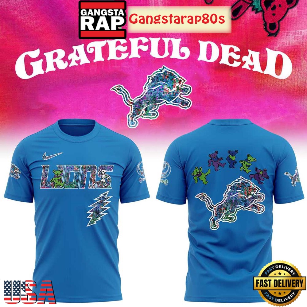 Detroit Lions Celebration Grateful Dead 60 Years Night Unisex 3D Shirt