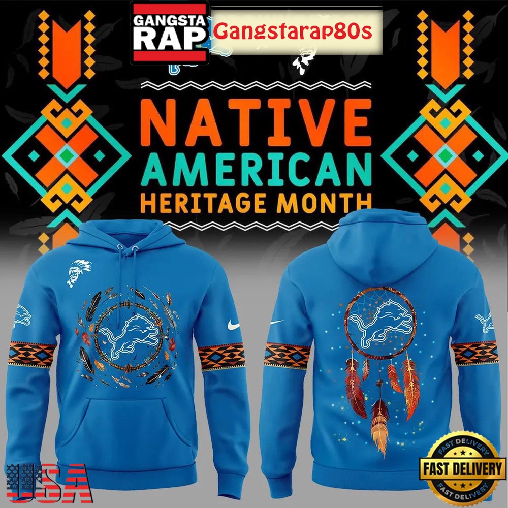 Detroit Lions Football Native American Heritage Month 2025 All Over Print Hoodie