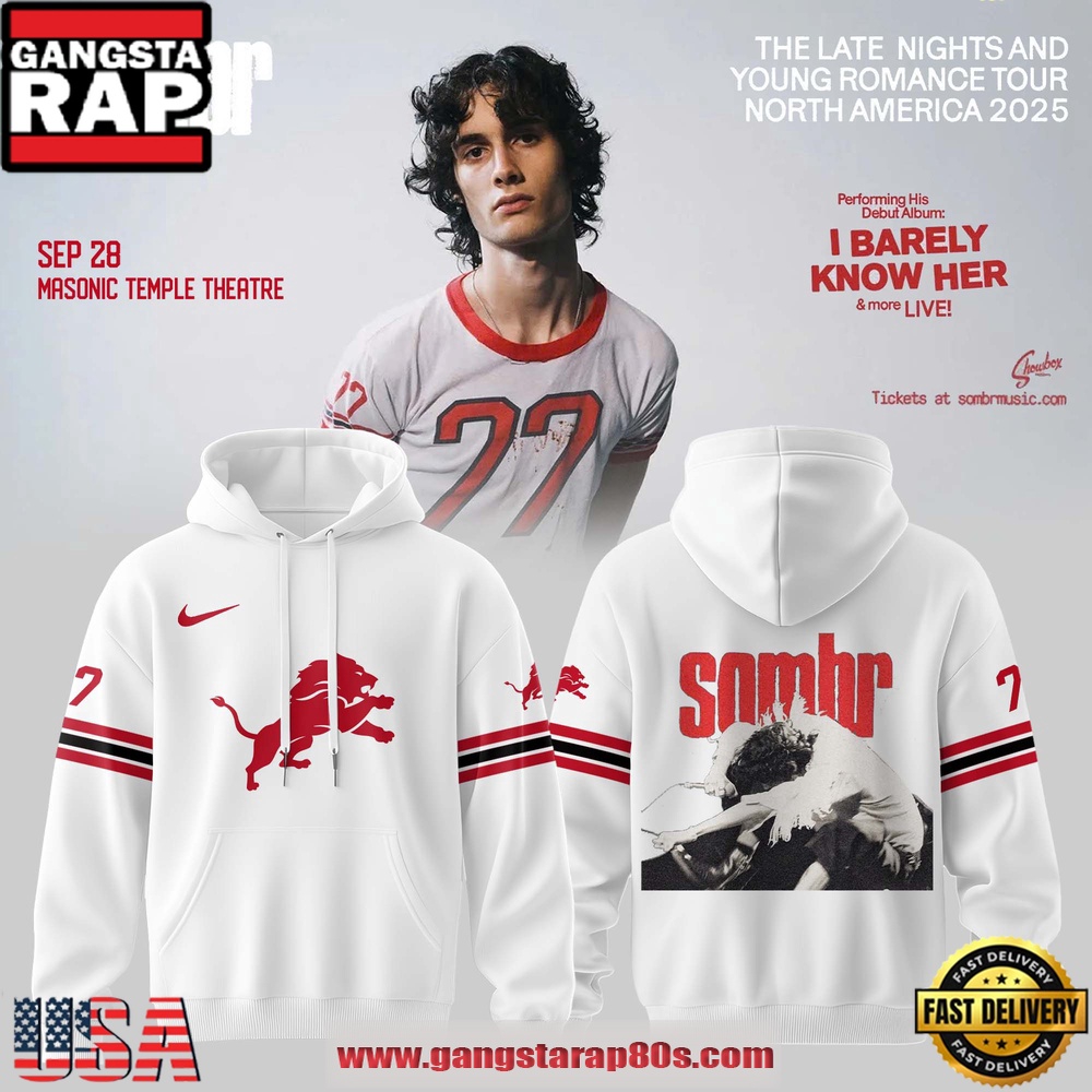 Detroit Lions X Sombr The Late Nights & Young Romance Tour 2025 Hoodie Shirt