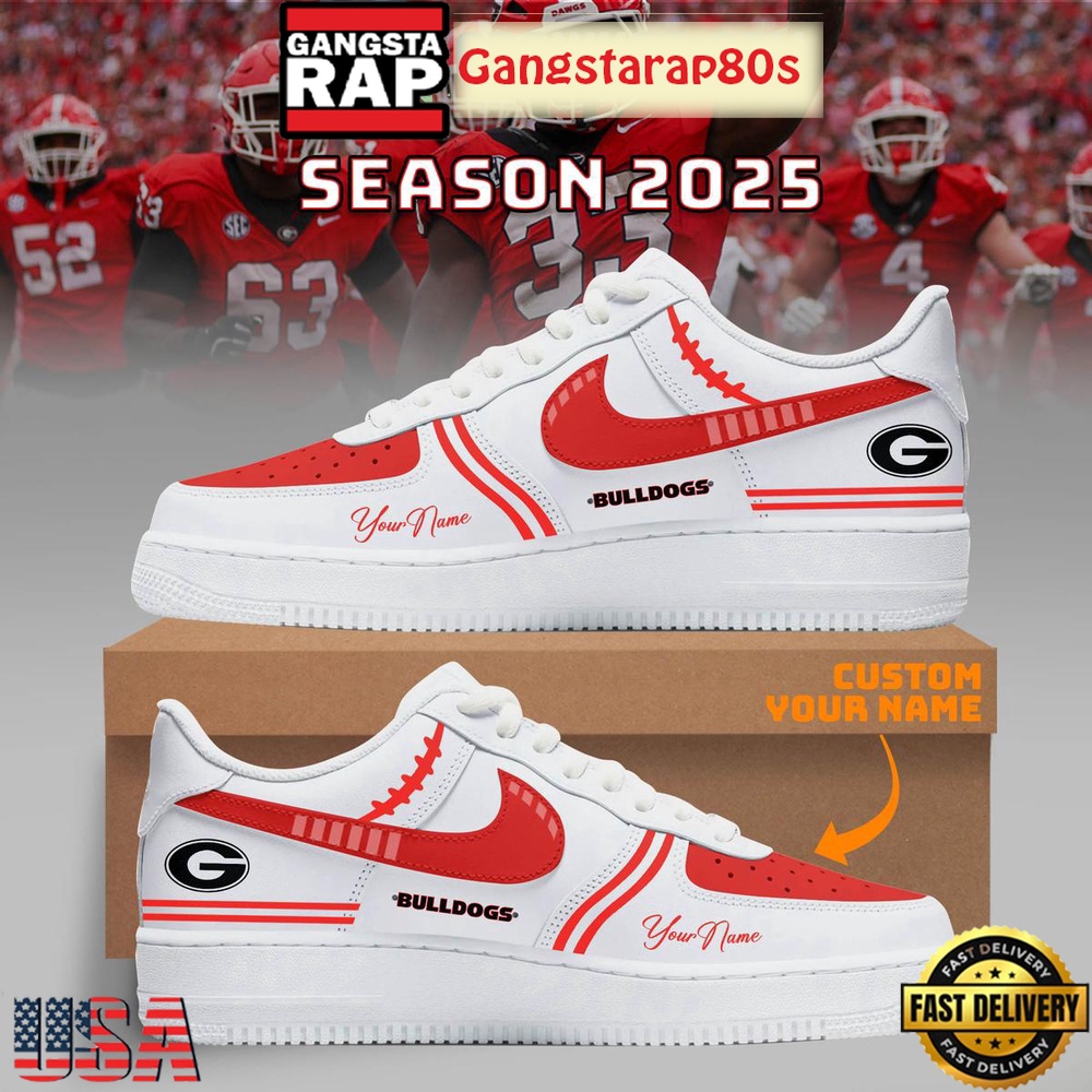 Georgia Bulldogs Football New Season 2025 Custom Name Air Force 1 Sneakers Shoes