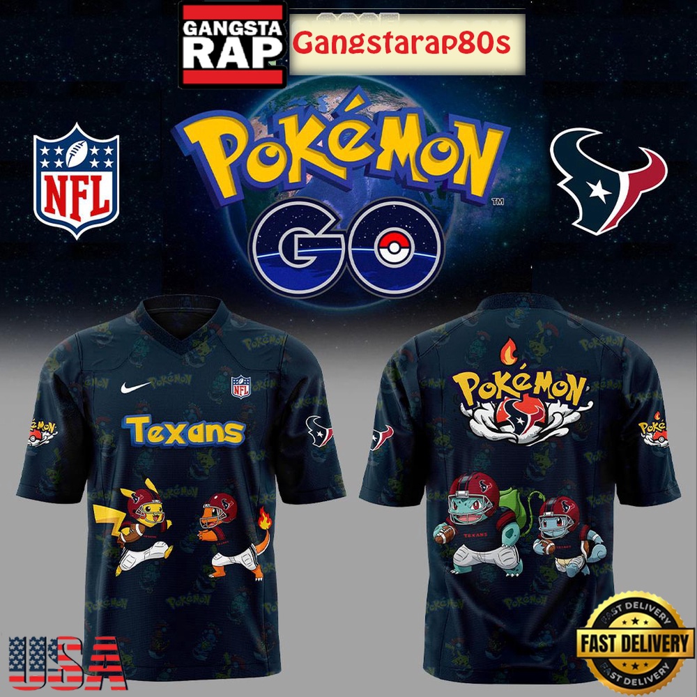Houston Texans x Pokemon Go 2025 Black New Design Football Jersey
