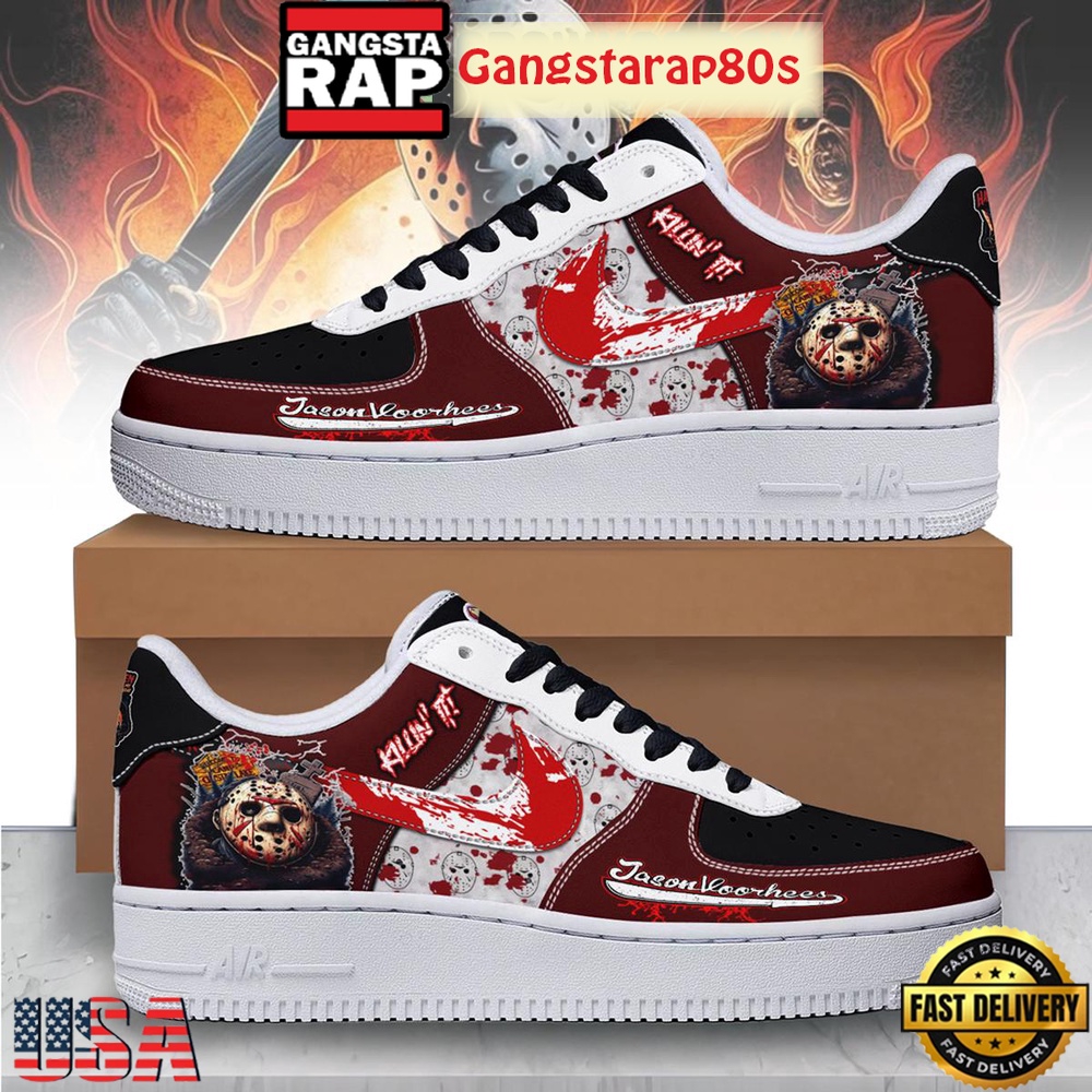 Jason Voorhees Killin' It Air Force 1 Shoes Running Sneakers Jason Voorhees Killin' It Air Force 1 Shoes Running Sneakers