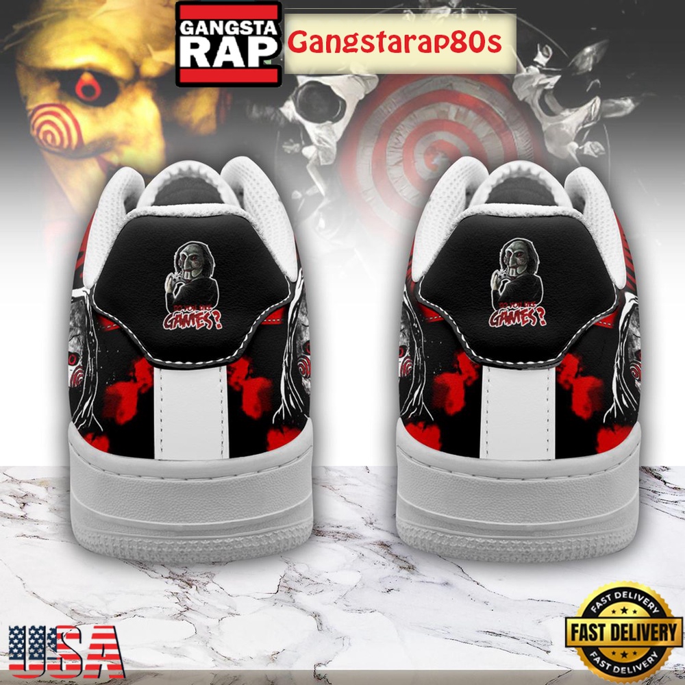 Jigsaw Lets Play A Game Halloween Air Force 1 Shoes Running Sneakers Jigsaw Lets Play A Game Halloween Air Force 1 Shoes Running Sneakers