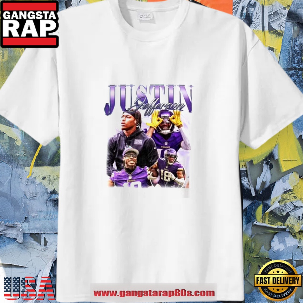 Justin Jefferson Vintage 90s Graphic Style White T Shirt