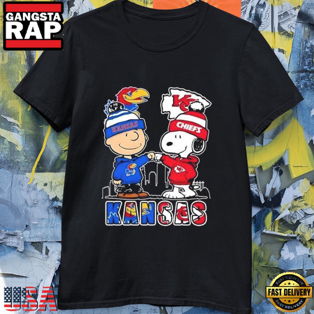 Kansas City Jayhawk x Kansas City Chiefs x Peanuts T Shirt